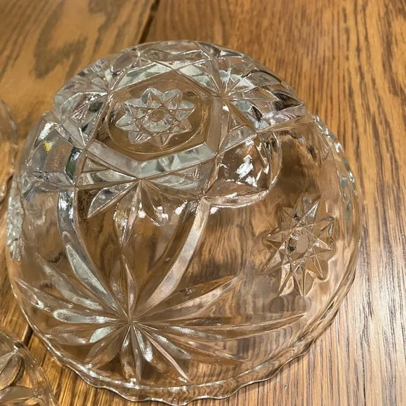 Vintage Star of David Anchor Hockey Clear Glass 3 Salad/Dessert Bowls - Picture 5 of 5